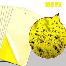 Load image into Gallery viewer, (100 Pack) Yellow Fly Sticky Traps Dual-Sided for White Flies, Aphids, Fungus Gnats & Leaf Miners